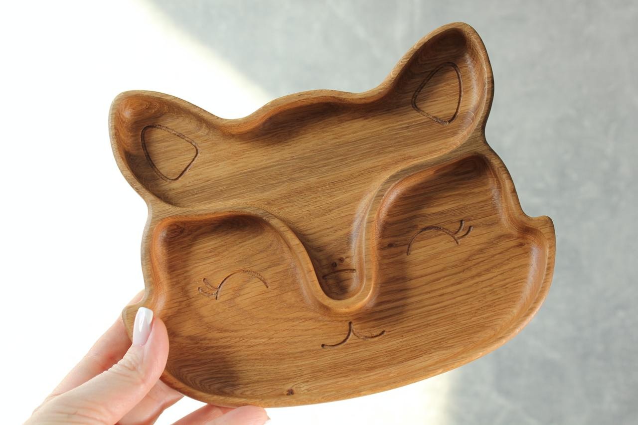Wooden Plate For Kids - Fox With 2 Sectors