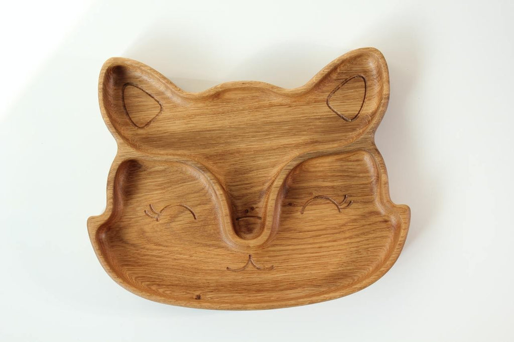 Wooden Plate For Kids - Fox With 2 Sectors