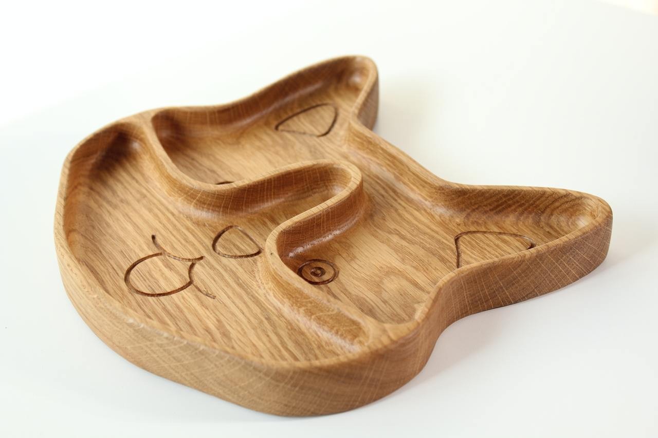 Wooden Plate For Kids - Corgi With 2 Sectors