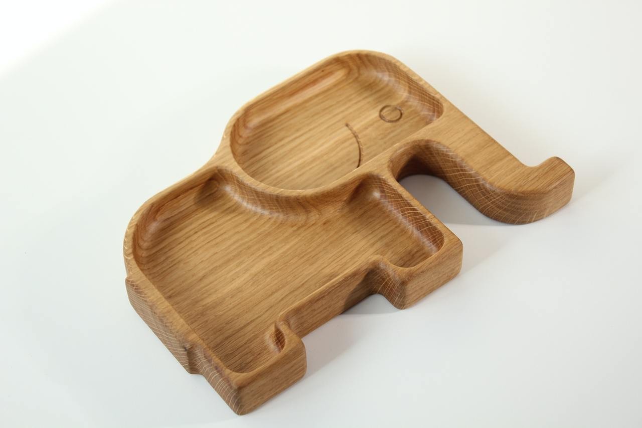 Wooden Plate For Kids - Elephant With 2 Sectors