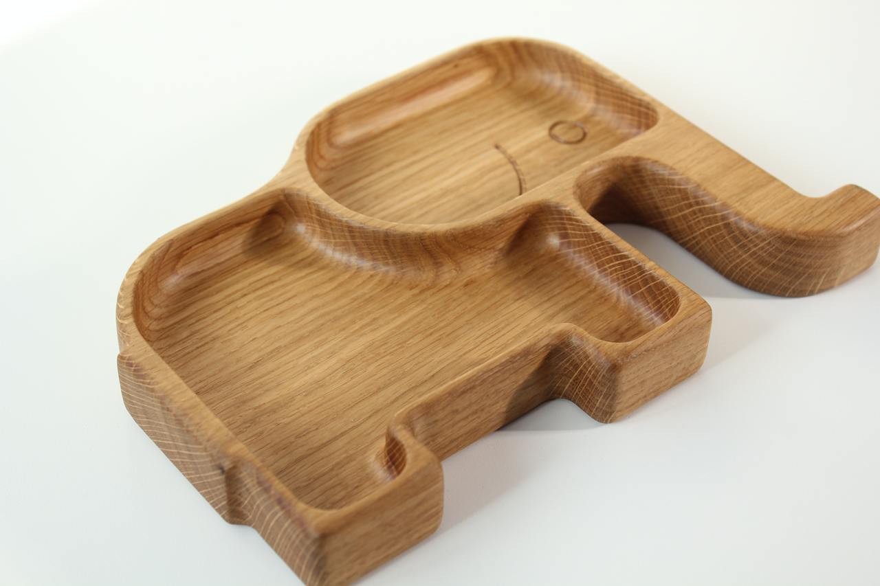Wooden Plate For Kids - Elephant With 2 Sectors