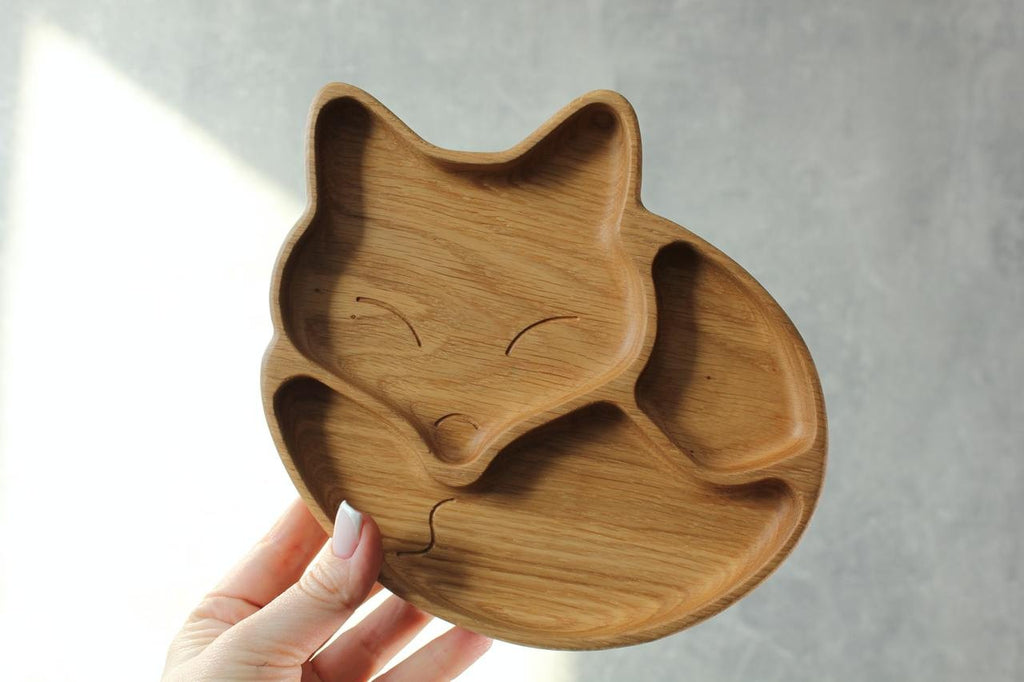Wooden Plate For Kids - Fox With 3 Sectors