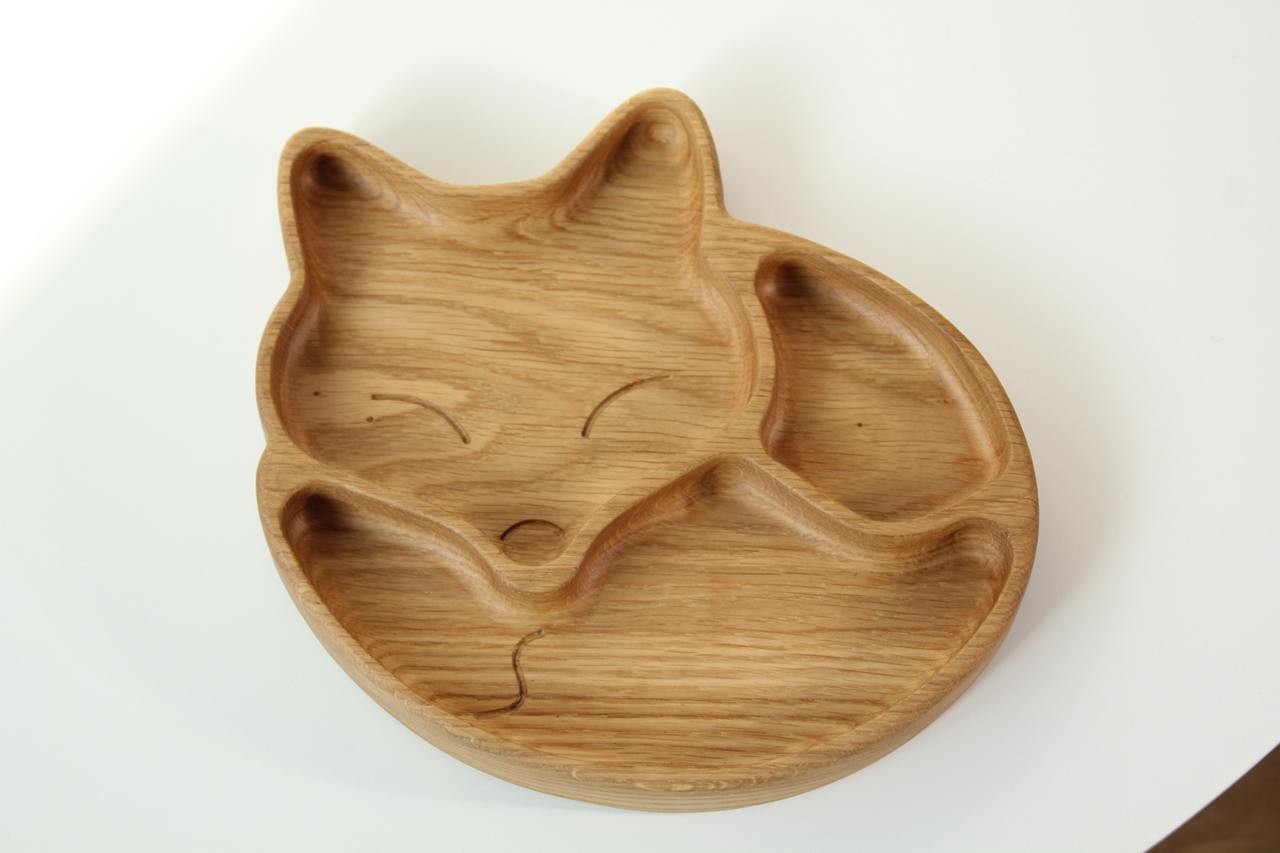 Wooden Plate For Kids - Fox With 3 Sectors