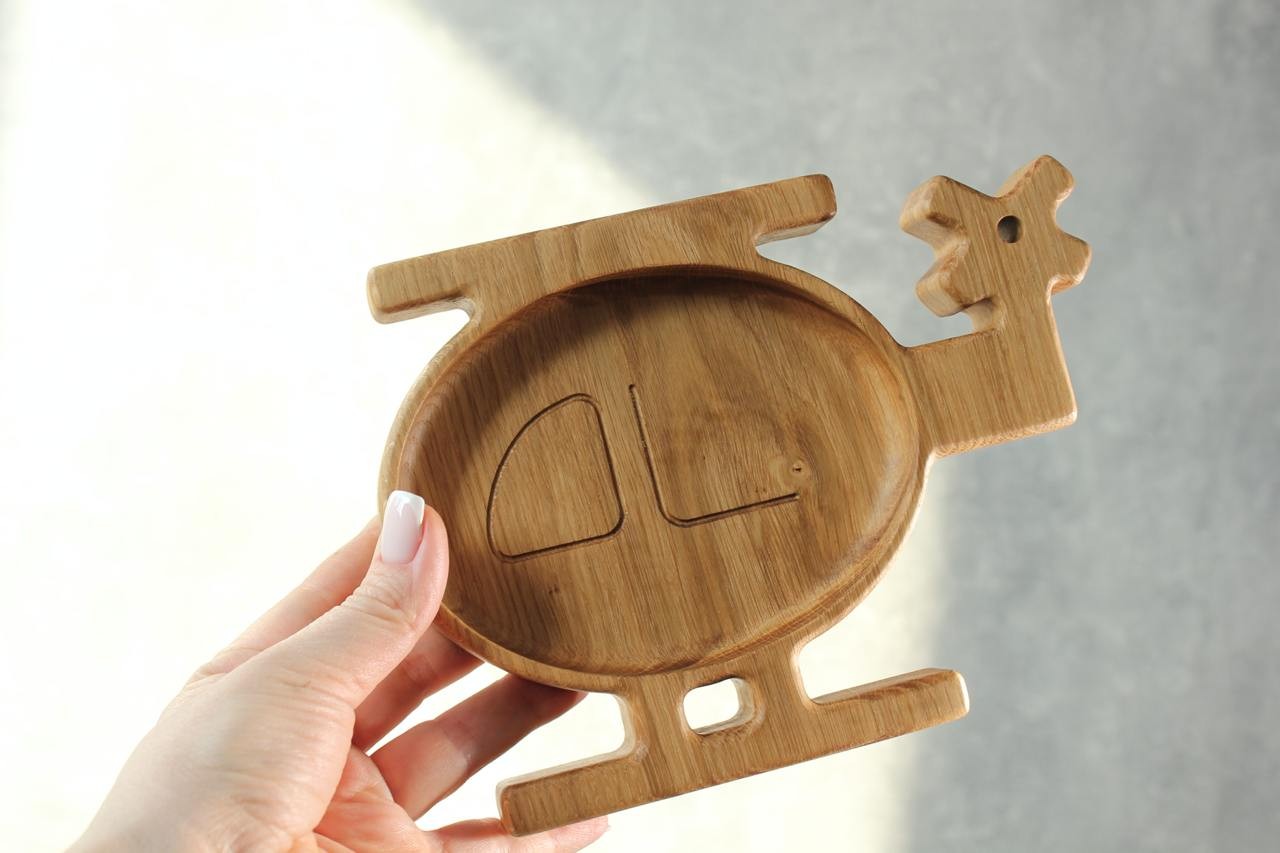 Wooden Plate For Kids - Helicopter
