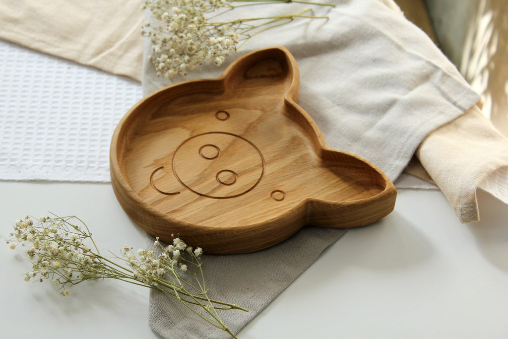 Wooden Plate For Kids - Pig