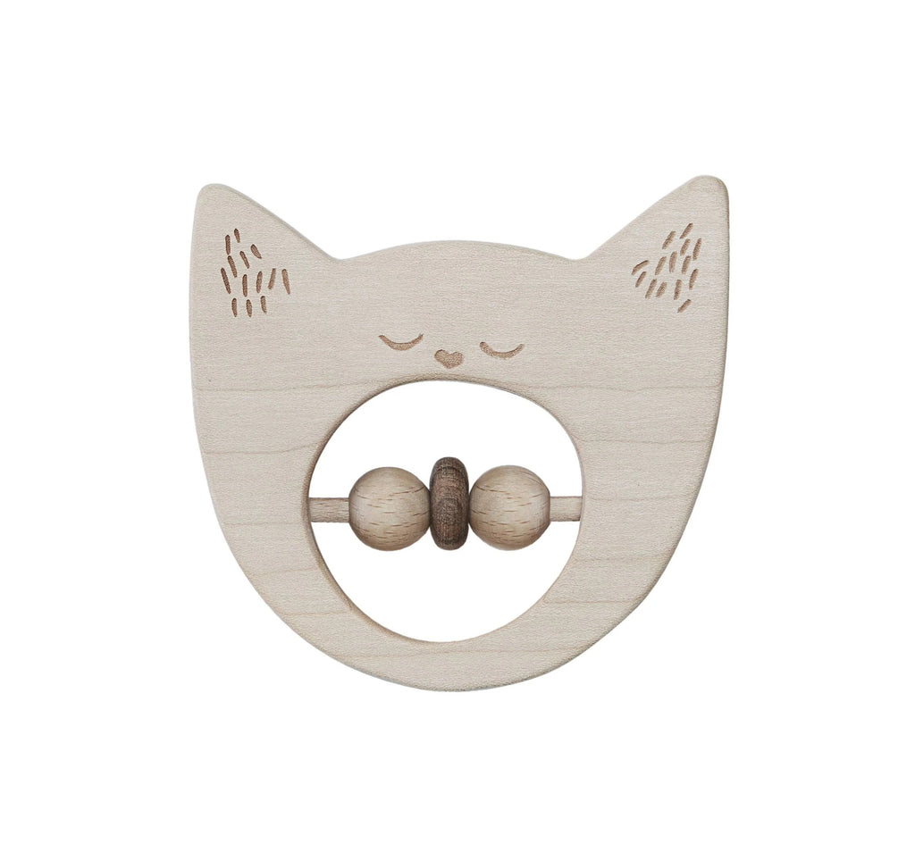 Wooden Rattle - Cat